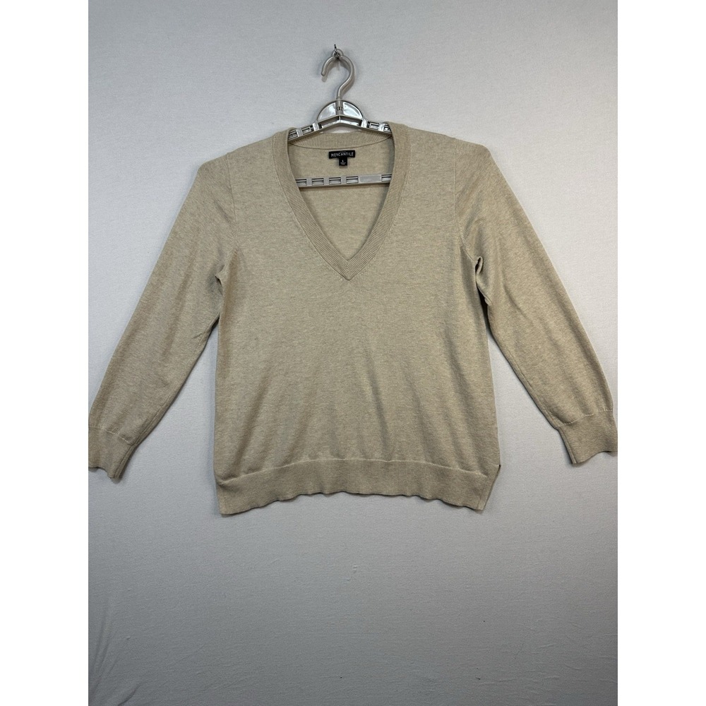J. Crew Mercantile‎ Men's Sweater Large Off White/Beige V-Neck Pullover